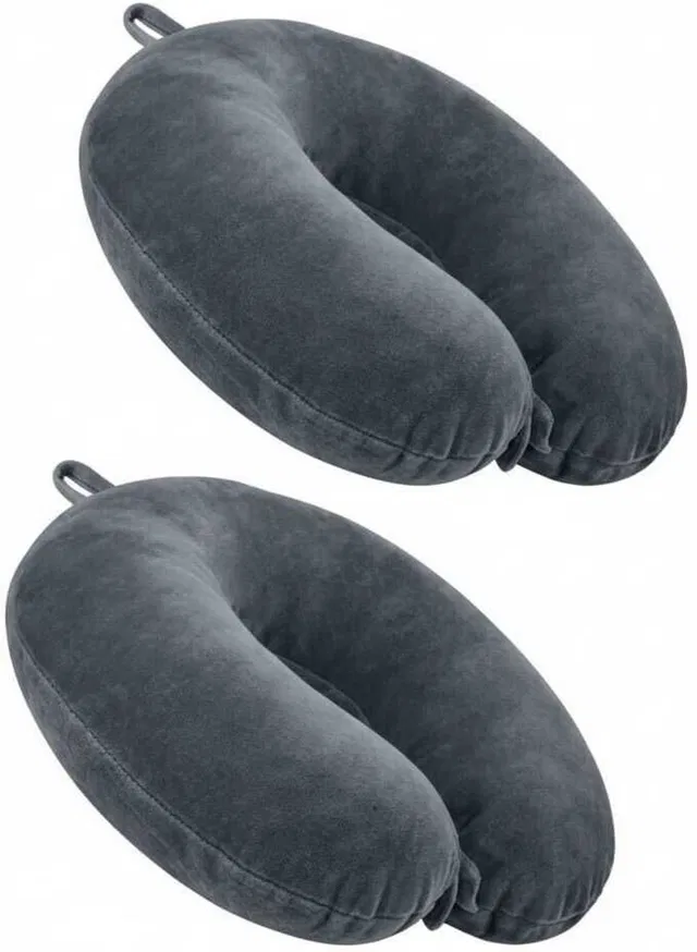 VISHAL TRADER Microfibre Travel Pillow Pack of 2 Solid u-shape cushion