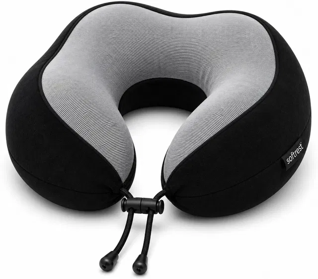 SOFTREST Memory Foam Travel Pillow Pack of 1 Solid SoftRest ErgoCloud U-Shape Memory Foam Travel Neck Pillow