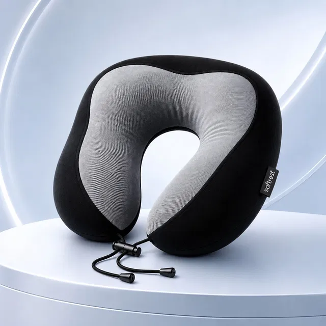 SOFTREST Memory Foam Travel Pillow Pack of 1 Solid Soft Rest Travel