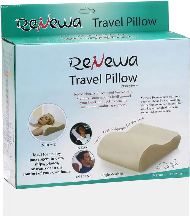 Renewa Memory Foam Travel Pillow Solid