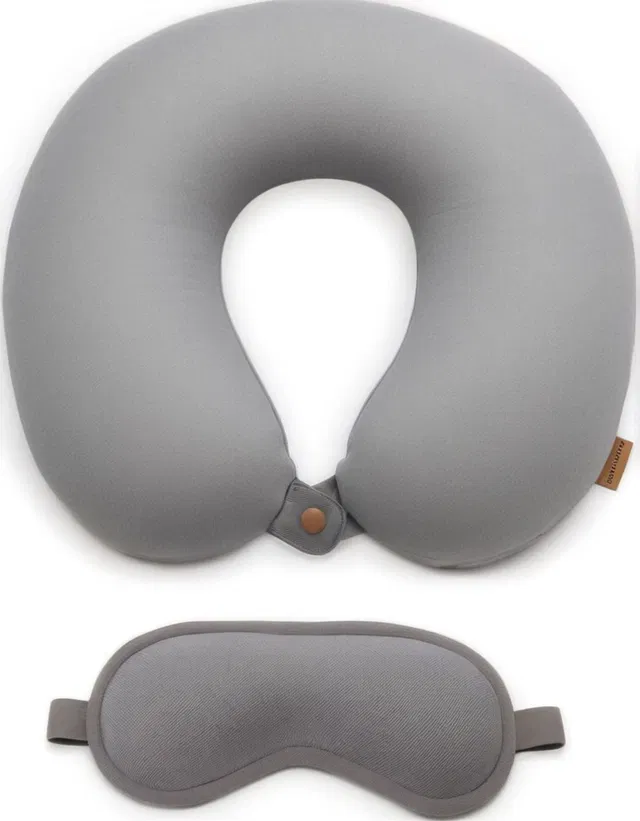 KarmaKasa Polyester Fibre Travel Pillow Pack of 2 Solid Travel Series