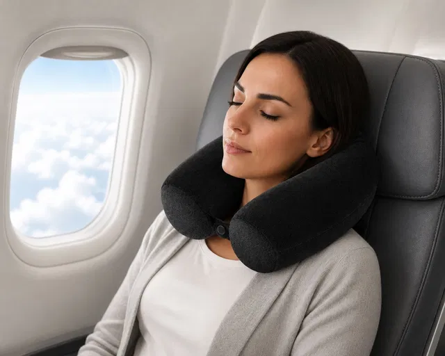 GROKBASKET Memory Foam Travel Pillow Pack of 1 Solid twist Travel Pillow, Bendable Neck Pillow, Flexible