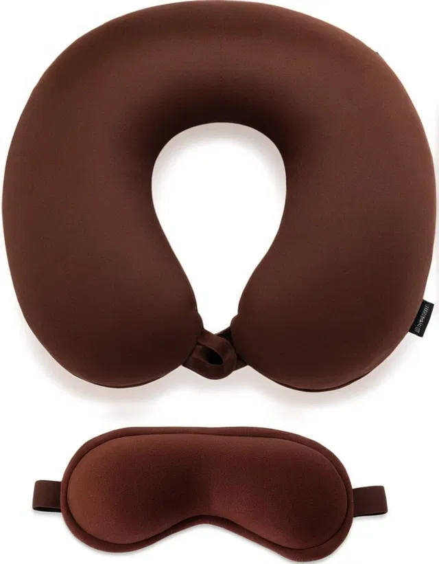 KarmaKasa Polyester Fibre Travel Pillow Pack of 2 Solid