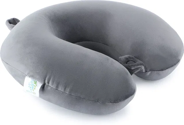 HEALTHQUE Memory Foam Travel Pillow Pack of 1 Solid