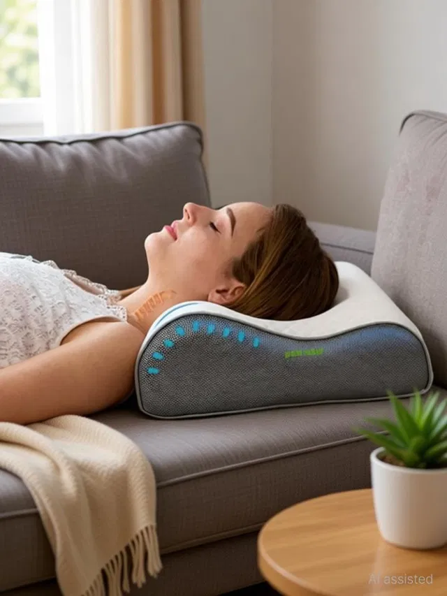 velvure Memory Foam Orthopaedic Pillow Pack of 1 Geometric Cervical Contour Memory Foam Pillow, Stomached, Anti-Snoring, Side Sleepers