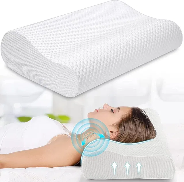 NP-HVRD Memory Foam Orthopaedic Pillow Pack of 1 Nature Cervical Contour Memory Foam Pillow, Stomached, Anti-Snoring, Side Sleepers