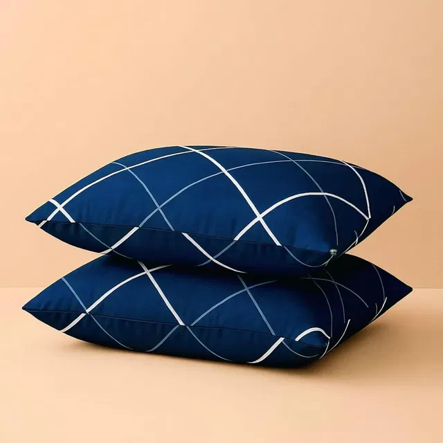 AMIT ENTERPRISES Polyester Fibre Sleeping Pillow Pack of 2 Geometric COMFORT
