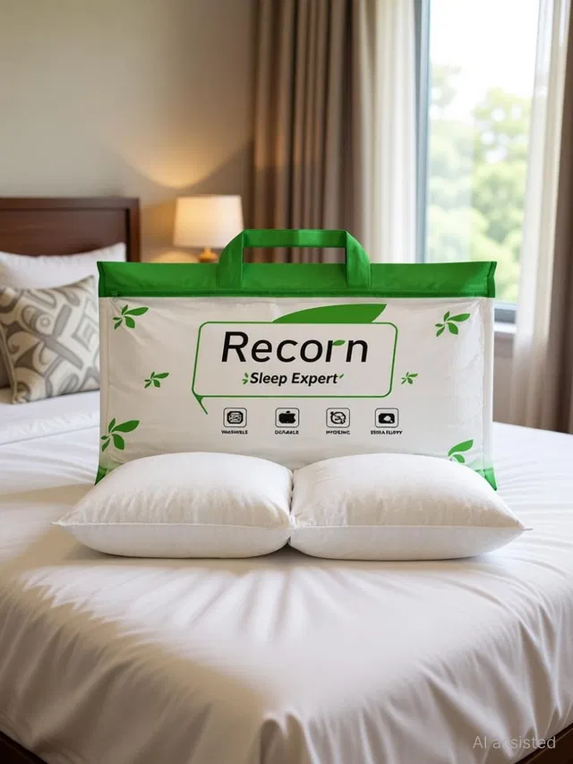 RECORN Microfibre, Polyester Fibre, Down & Feather, Latex Sleeping Pillow Pack of 2 Solid Bed Pillow