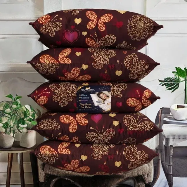 Rolling Animal Cotton Sleeping Pillow Pack of 5 Printed Luxury