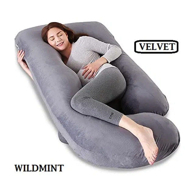 WILD MINT Microfibre Pregnancy Pillow Pack of 1 Solid Premium J Shape Pregnancy Pillow