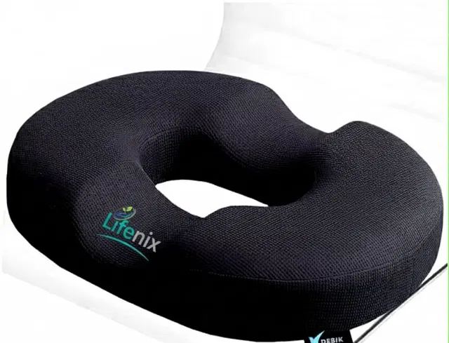 LIFENIX Memory Foam Orthopaedic Pillow Pack of 1 Nature Donut Cushion for Piles Post Surgery Recovery and Sitting Comfort