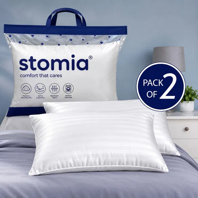 STOMIA Microfibre Sleeping Pillow Pack of 2 Stripes STOMIA MICROFIBRE PILLOW