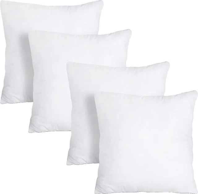 VLYSIUM Polyester Fibre Cushion Pack of 4 Solid sofa pillows 40cm*40cm cushion fillers for sofa pillows (16x16 cm)