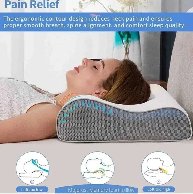 velvure Memory Foam Orthopaedic Pillow Pack of 1 Geometric Cervical Contour Memory Foam Pillow, Stomached, Anti-Snoring, Side Sleepers