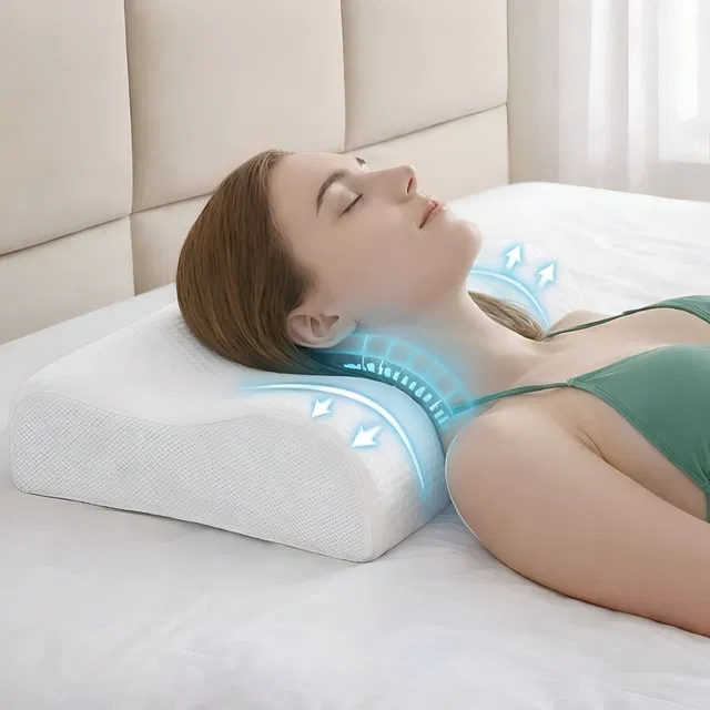 GK-JLPV Memory Foam Orthopaedic Pillow Pack of 1 Solid Ergonomic Cervical Contour Pillow with Advanced Neck and Spine Support Design