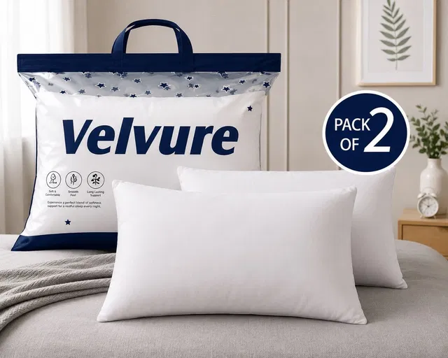 velvure Microfibre Sleeping Pillow Pack of 2 Solid