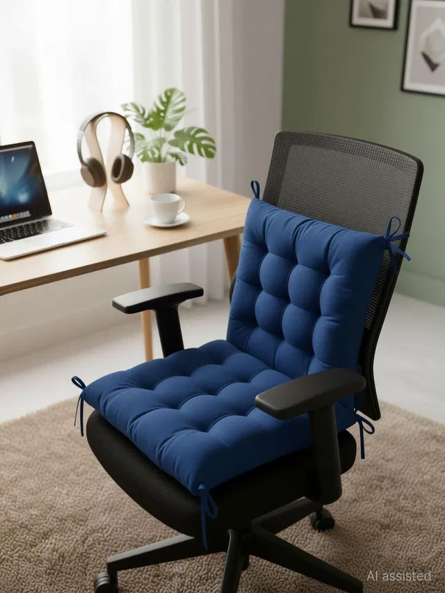 RestEra Microfibre Chair Pad Pack of 2 Solid Chair Cushion Soft Comfortable Seat Pad for Home Office