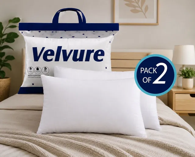 velvure Microfibre Sleeping Pillow Pack of 2 Solid