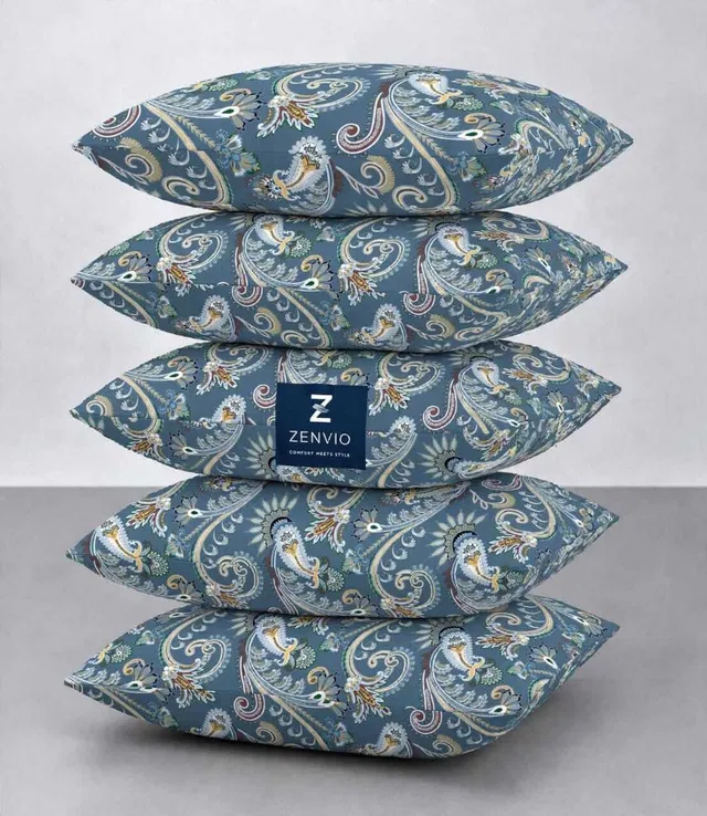 Zenvio Microfibre Cushion Pack of 5 Printed Ultra Luxuary Soft