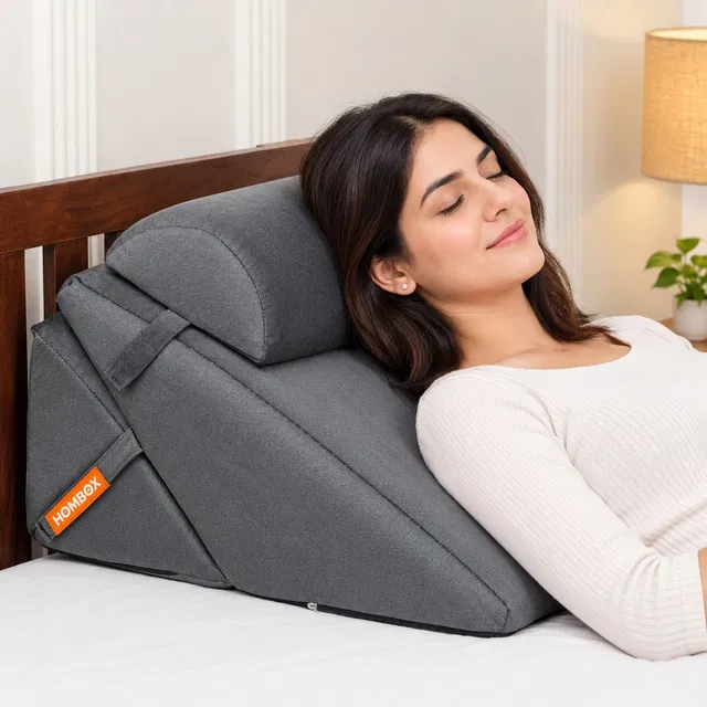 HOMBOX Foam Orthopaedic Pillow Pack of 1 Solid Adjustable multi-purpose ergonomic support wedge With Head Rest