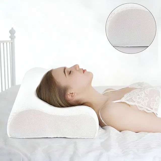 credicus Memory Foam Orthopaedic Pillow Pack of 1 Nature Cervical Contour Smooth Memory Foam Pillow, Orthopedic, Stomached, Side Sleepers