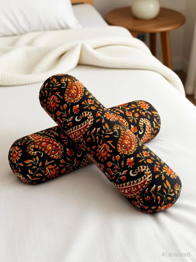 Swikon star Microfibre Sleeping Pillow Pack of 2 Floral Round Bolster