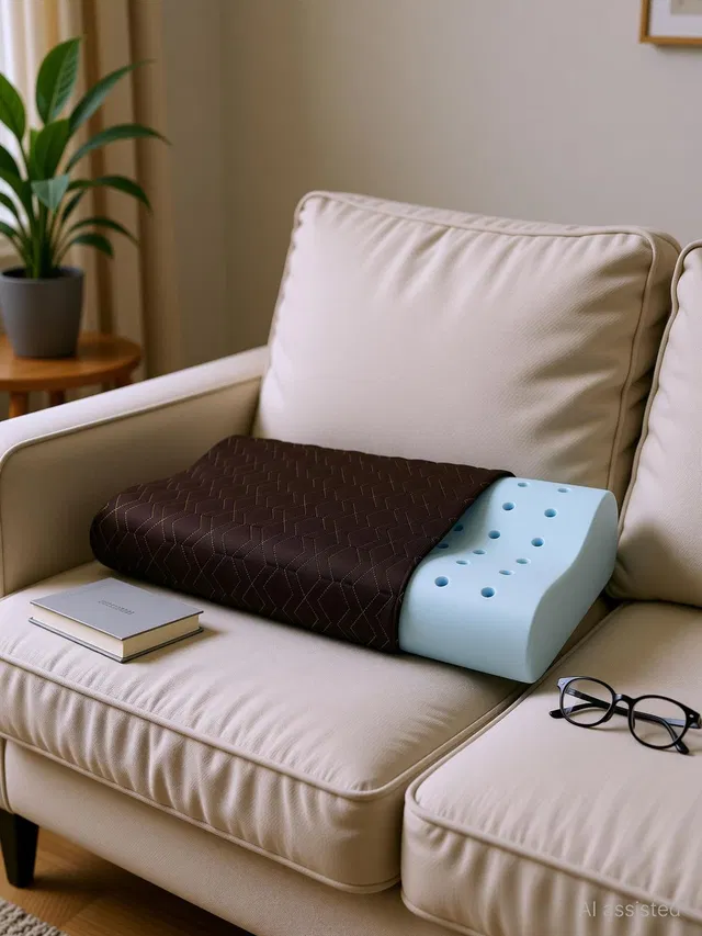 LA VERNE Memory Foam Sleeping Pillow Pack of 1 Geometric Cervical Contour Memory Stomache / Side Sleepers / Anti-Snoring