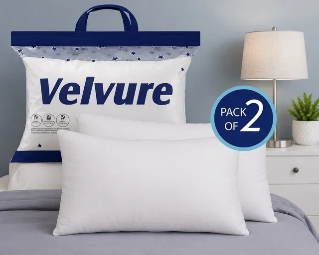 velvure Microfibre Sleeping Pillow Pack of 2 Solid