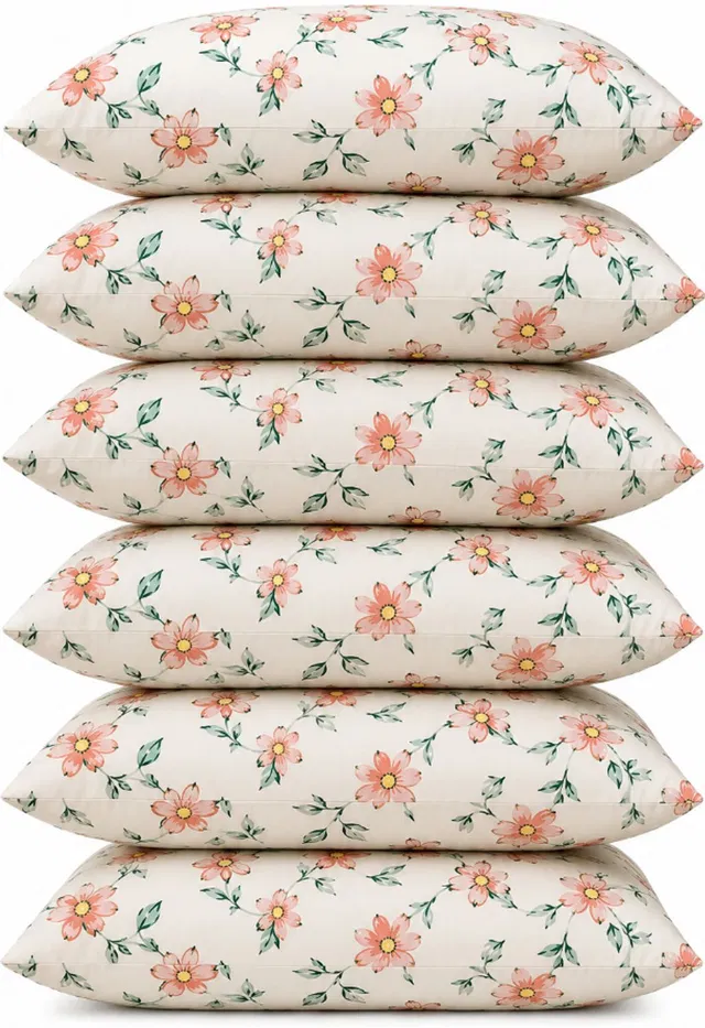 Sifflex Polyester Fibre Sleeping Pillow Pack of 6 Floral Luxury