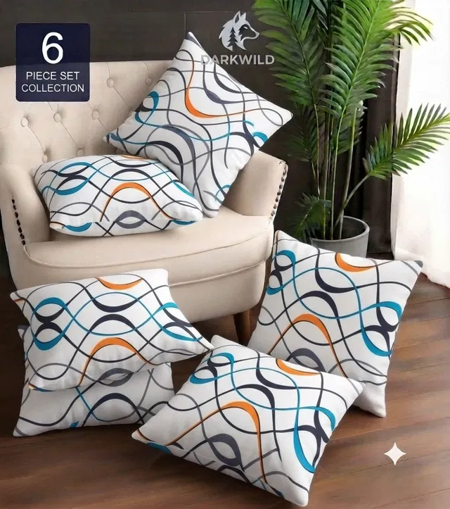 Darkwild Microfibre Cushion Pack of 6 Printed Soft series, Cushio