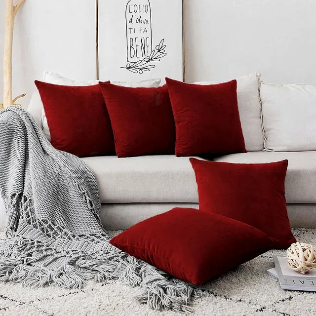 SANJU BROTHER Microfibre Cushion Pack of 5 Solid