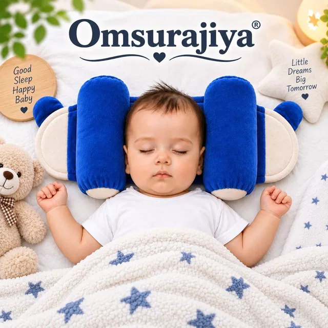 Omsurajiya Microfibre, Cotton Baby Pillow Pack of 1 Solid Baby head shaper pillow