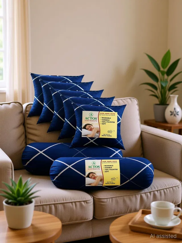 ACTOS Cotton Cushion Pack of 7 Floral 5 Cushion And 2