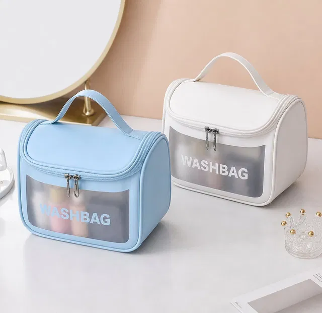 ALAXVA Premium Cosmetic Bag Pouch Transparent Pvc Travel Toiletry Makeup WashBag(2Pcs) Travel Toiletry Kit