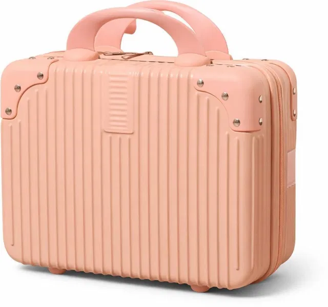 FLERCISA Premium Rose Gold Hard-Shell Vanity Case Portable Makeup Travel Suitcase Travel Toiletry Kit