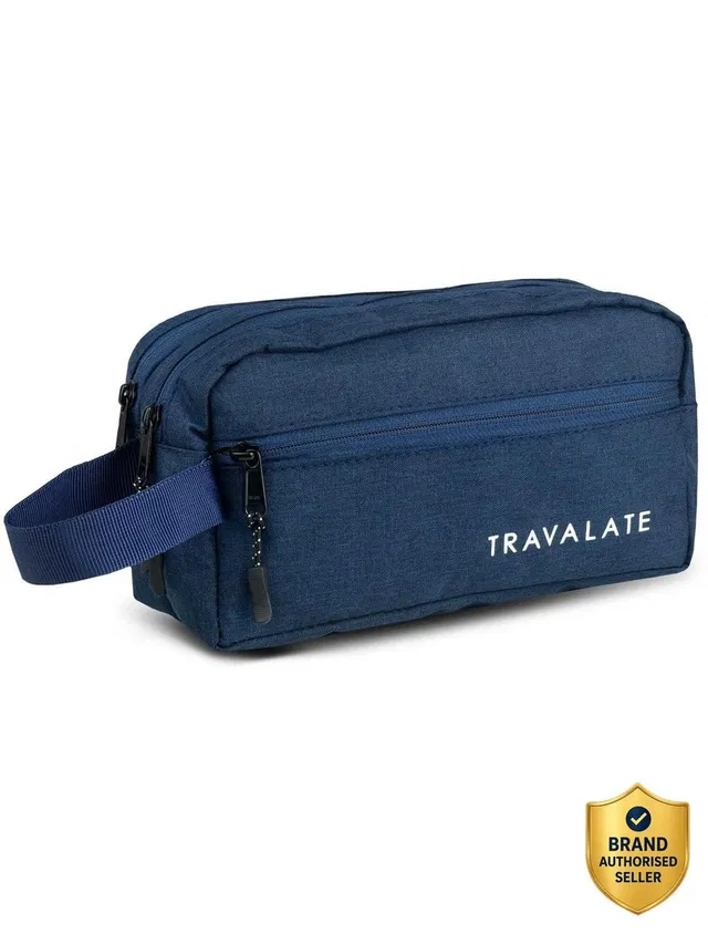 Travalate Toiletry Travel Bags Shaving Kit/Pouch/Bag for Men and Women, 1 Main Compartment with Front Pocket and Back Pocket - Blue (24 X 10 X 13 cm) Travel Toiletry Kit