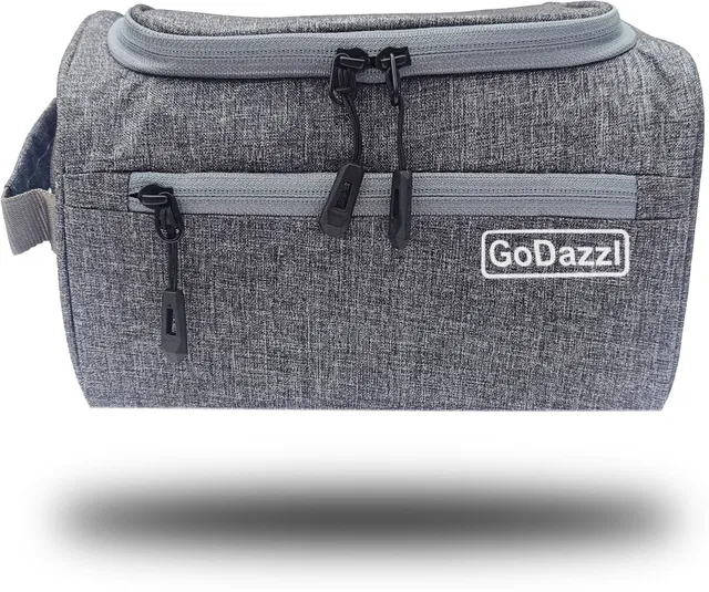 GoDazzl Unisex Makeup Organizer with Hook for Women, Shaving & Grooming Bag for Men Travel Toiletry Kit