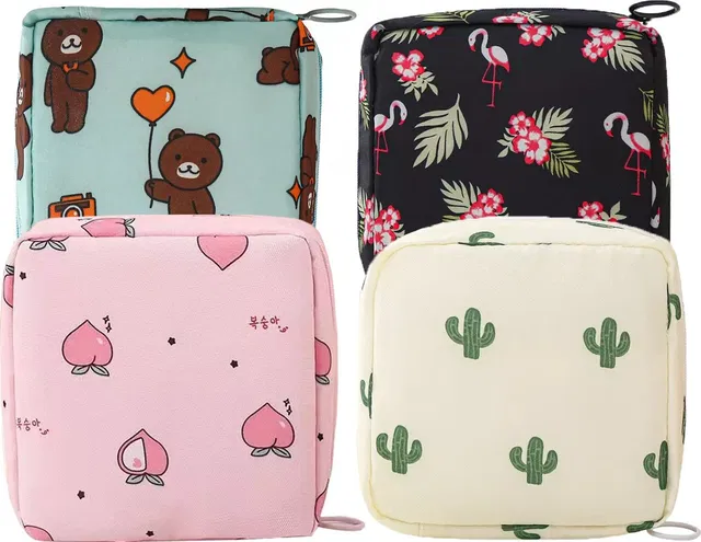 Grilazza Travel Sanitary Napkin Pouch Pad Cosmetic Makeup Jewellery Storage Pouch Holder Travel Toiletry Kit
