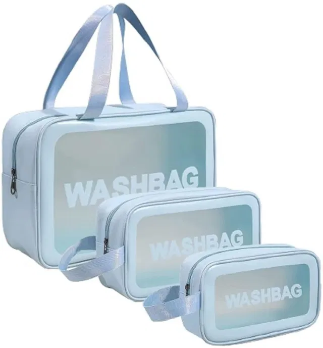 Kidmuch Waterproof Pouch Set | 3-Piece Cosmetic & Toiletry Bag Kit | Makeup Organizer Travel Toiletry Kit