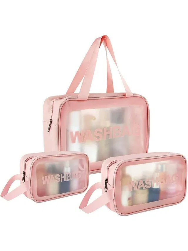 ZENVIA Makeup Bag Portable Toiletry Wash Bag Toiletry Organizer for Travel Women 3 Pcs Travel Toiletry Kit