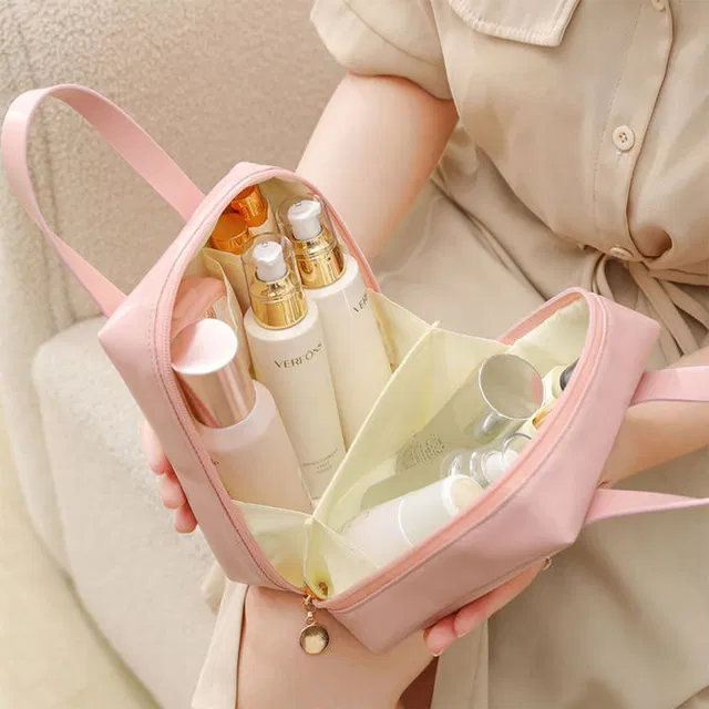 Pinkmpire Portable Handheld Cosmetic Bag for Women with Compartments Travel Makeup Bag Travel Toiletry Kit