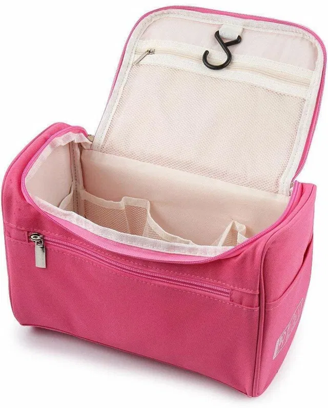 Drunna Portable Hanging Toiletry Bag For Women & Men Kit with Hanging Hook Travel Toiletry Kit (Pink) Travel Toiletry Kit