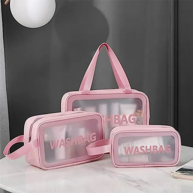 Zentrova Toiletry Bag,Wash Make Up Bag PVC Waterproof Zippered Cosmetic Bag Travel Toiletry Kit