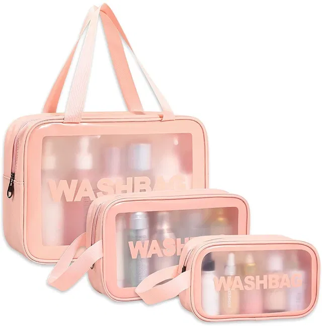 Aepigo Travel Cosmetic Bag Clear Makeup Pouch Set Travel Toiletry Wash Bag For Women Travel Toiletry Kit