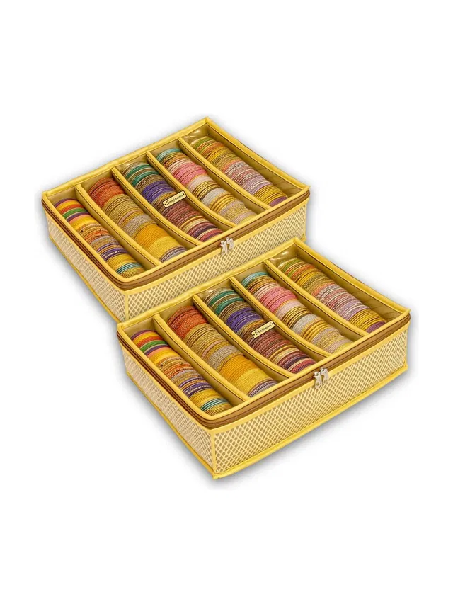 Srajanaa 5 Rod Bangle Organizer for Women | PVC Jewellery Pouch for Chudi, Kada Bangle box Vanity Box