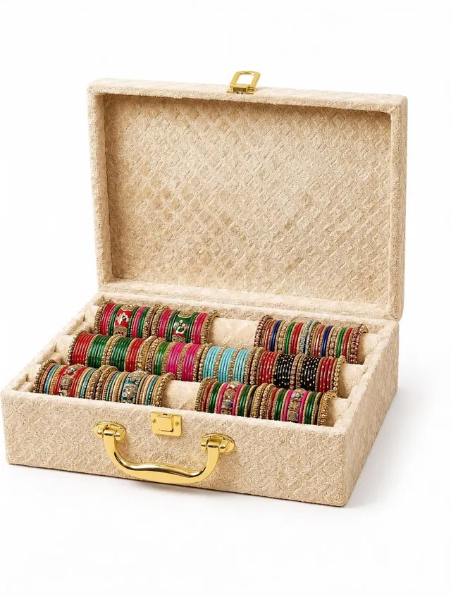 Bubs Spun Premium Velvet Bangle Organizer Box Bangle Storage & Organization, Bangle & Bracelet Organizer, Bridal Bangle Storage Vanity Box