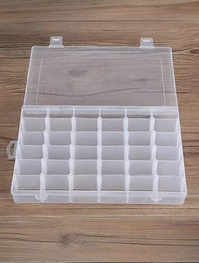 YAARA ENTERPRISE 36 Grids Clear Plastic Storage Box with Adjustable Dividers Organizer Pills Drugs Earrings Bead Jewelry Small Storage Box Case.(Pack of 1 ) 36 Grids Clear Plastic Storage Box Vanity Box