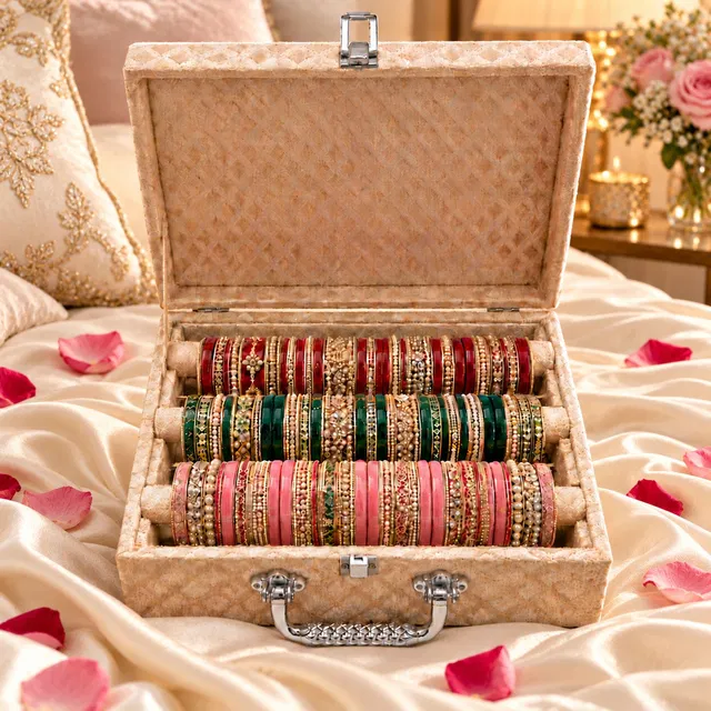 tosim Premium Velvet Bangle Organizer Box Bridal Bangle Storage, Bangle & Bracelet Organizer, Bangle Storage & Organization Vanity Box