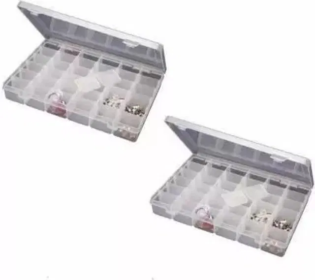 ADJO Combo 2 Pack 36 Organizer container Makeup and Jewellery Vanity Box (Clear) 36 Grids Clear Plastic Storage Box Vanity Box