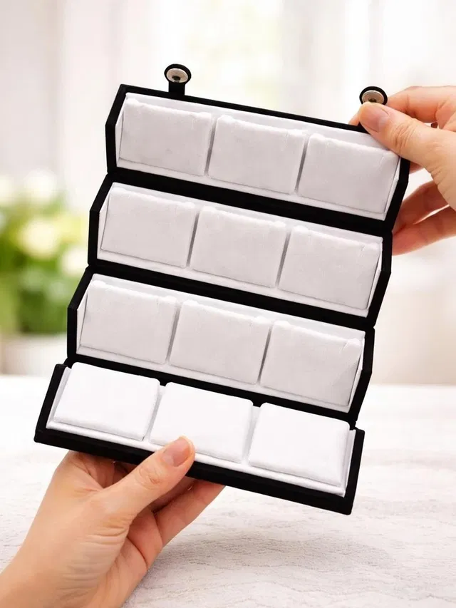 ultimatefashionista High Quality Velvet Small Earring Studs Tops Velvet Folder 12 Pairs jewellery Vanity Box
